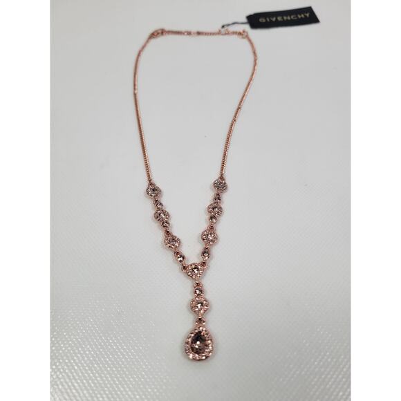 Givenchy ROSE GOLD TONE CRYSAL LARIAT NECKLACE - Picture 6 of 8